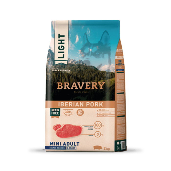 Iberian pork light mini adult small breeds 2 kg Bravery iberian pork light mini adult small breeds 2 kg