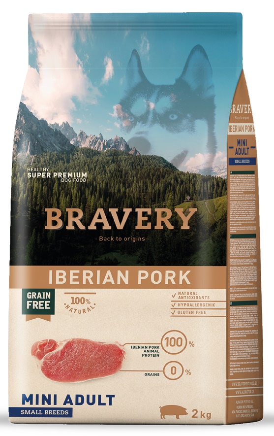 Iberian pork mini adult small breeds 2 kg Bravery iberian pork mini adult small breeds 2 kg