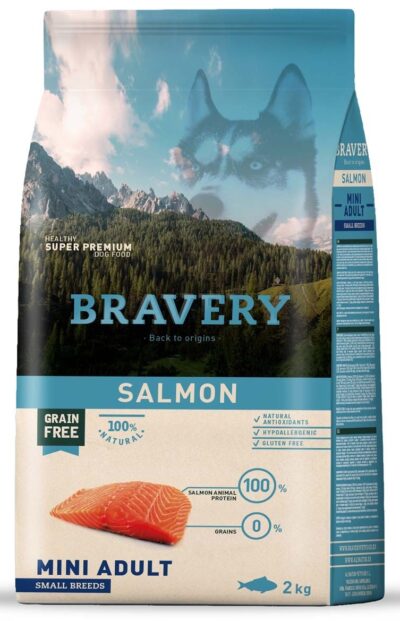 Bravery salmon mini adult small breeds 2 kg