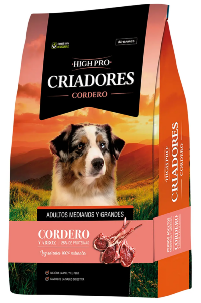 Criadores adultos medianos y grandes cordero high pro 20 kg